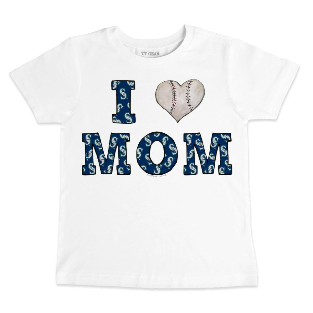 Seattle Mariners Tiny Turnip Youth Heart Mom T-Shirt - White T-shirts