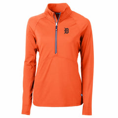 Detroit Tigers Cutter & Buck Women's Adapt Eco Knit Stretch Half-Zip Pullover Top - Orange Pullover