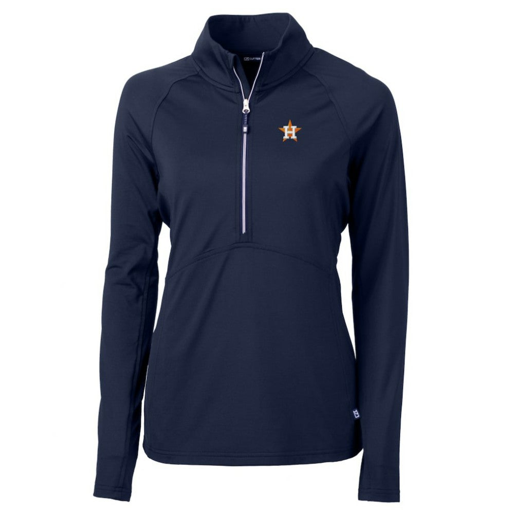 Houston Astros Cutter & Buck Women's Adapt Eco Knit Stretch Half-Zip Pullover Top - Navy Pullover