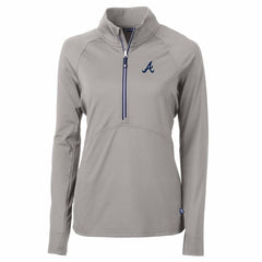 Atlanta Braves Cutter & Buck Women's Adapt Eco Knit Stretch Half-Zip Pullover Top - Gray Pullover