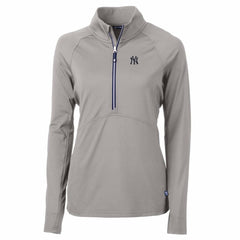 New York Yankees Cutter & Buck Women's Adapt Eco Knit Stretch Half-Zip Pullover Top - Gray Pullover