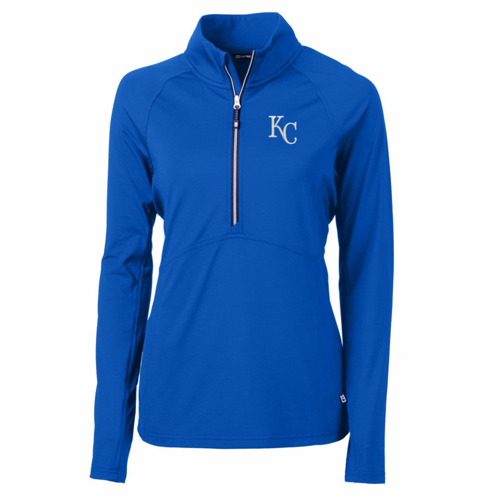 Kansas City Royals Cutter & Buck Women's Adapt Eco Knit Stretch Half-Zip Pullover Top - Royal Pullover