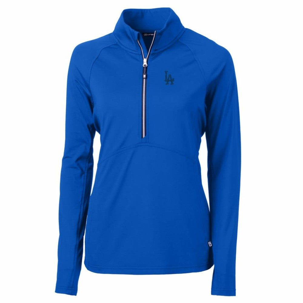Los Angeles Dodgers Cutter & Buck Women's Adapt Eco Knit Stretch Half-Zip Pullover Top - Royal Pullover