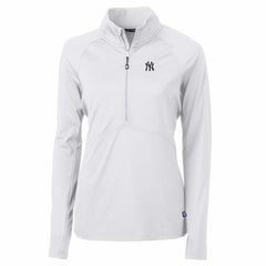 New York Yankees Cutter & Buck Women's Adapt Eco Knit Stretch Half-Zip Pullover Top - White Pullover
