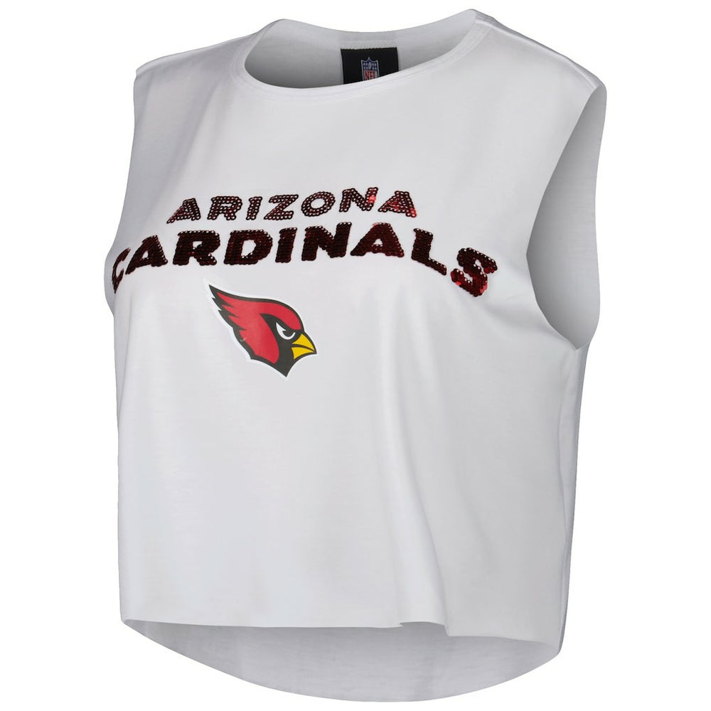 Arizona Cardinals Cuce Women's Sequin Cropped Tank Top White