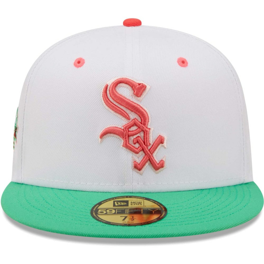 Chicago White Sox New Era Inaugural Season at Comiskey Park Watermelon Lolli 59FIFTY Fitted Hat - White/Green Hats