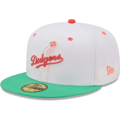 Los Angeles Dodgers New Era 50th Anniversary in Los Angeles Watermelon Lolli 59FIFTY Fitted Hat - White/Green Hats