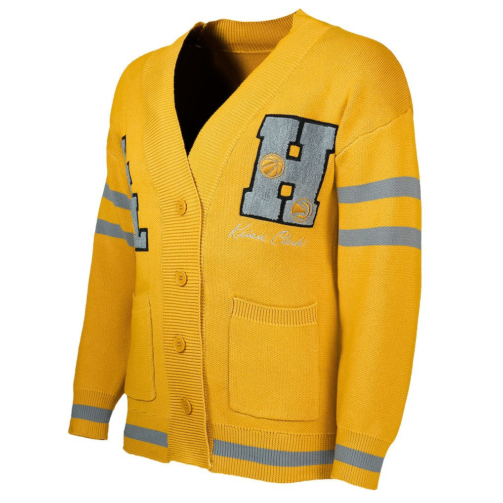 Atlanta Hawks NBA x Keiser Clark No Caller ID Button-Up Cardigan Yellow/Gray