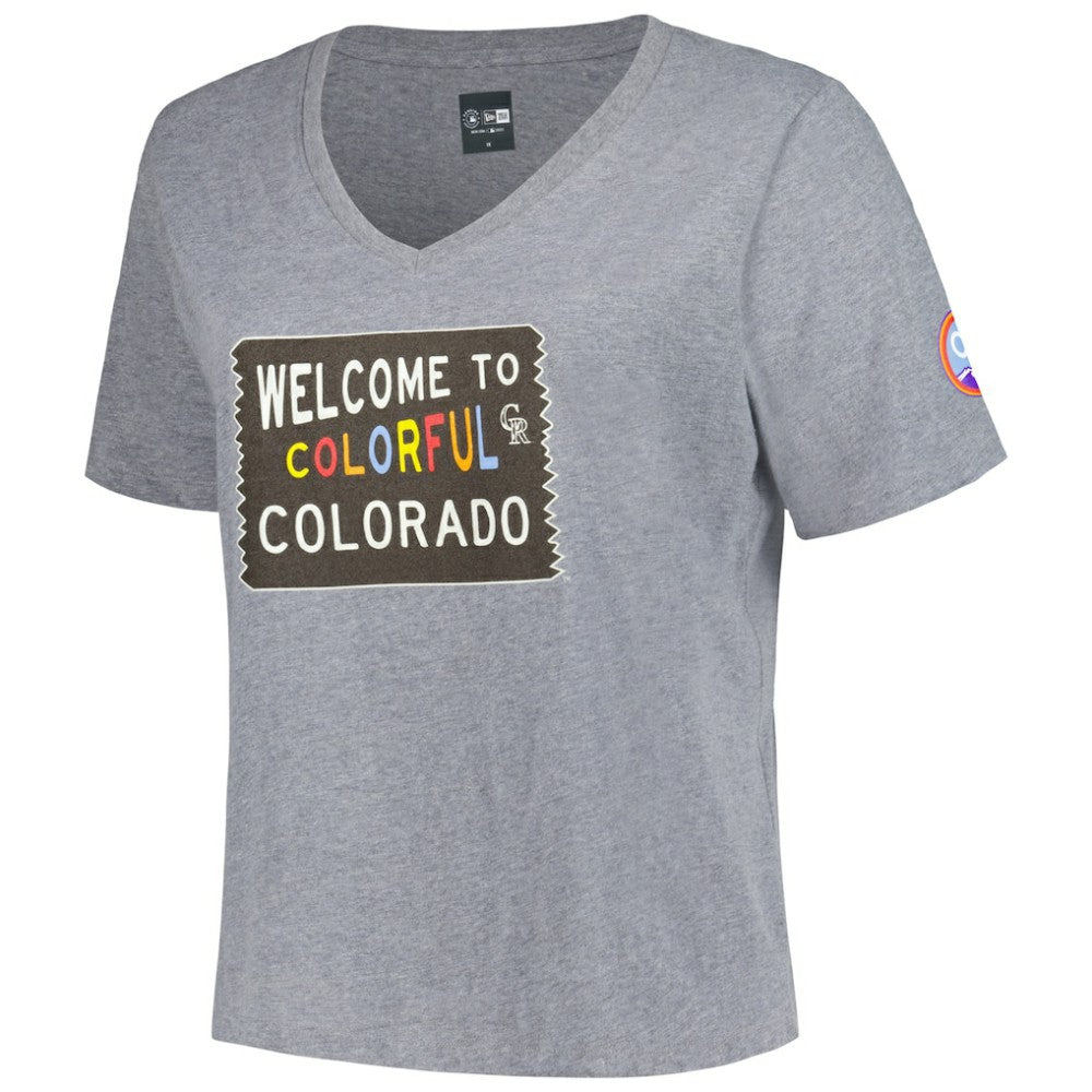 Colorado Rockies New Era Women's City Connect Plus Size V-Neck T-Shirt - Gray T-shirts