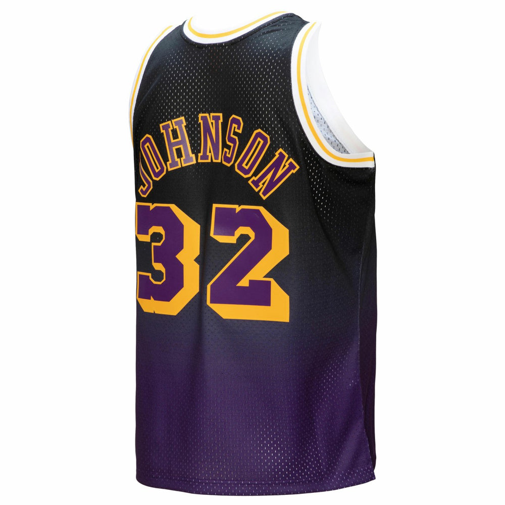 Magic Johnson Los Angeles Lakers 1984/85 Hardwood Classics Fadeaway Swingman Player Jersey Purple/Black