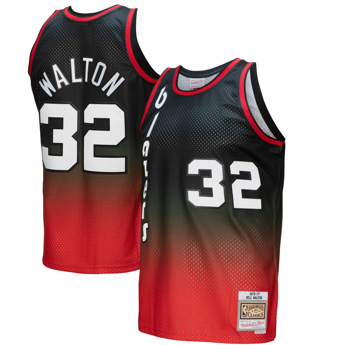 Bill Walton Portland Trail Blazers 1976/77 Hardwood Classics Fadeaway Swingman Player Jersey Red/Black