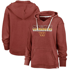 Washington Commanders '47 Women's Color Rise Kennedy Pullover V-Neck Hoodie Heathered Burgundy