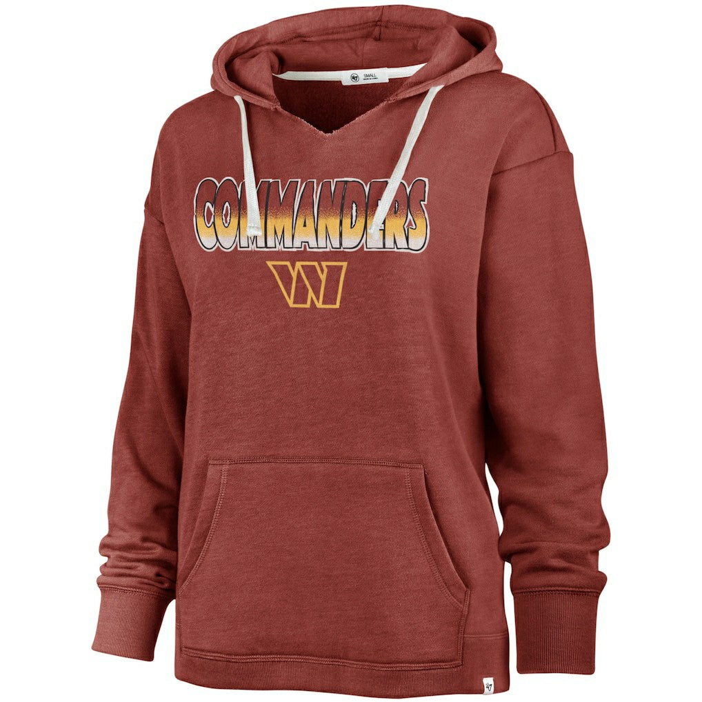 Washington Commanders '47 Women's Color Rise Kennedy Pullover V-Neck Hoodie Heathered Burgundy