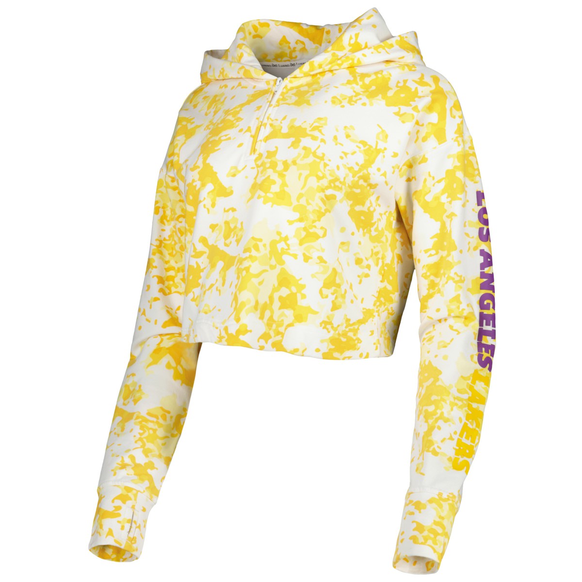 Los Angeles Lakers Lusso Women's Maia Tri-Blend Cropped Quarter-Zip Top Gold/White