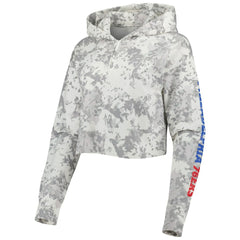 Philadelphia 76ers Lusso Women's Maia Tri-Blend Cropped Quarter-Zip Top Gray/White