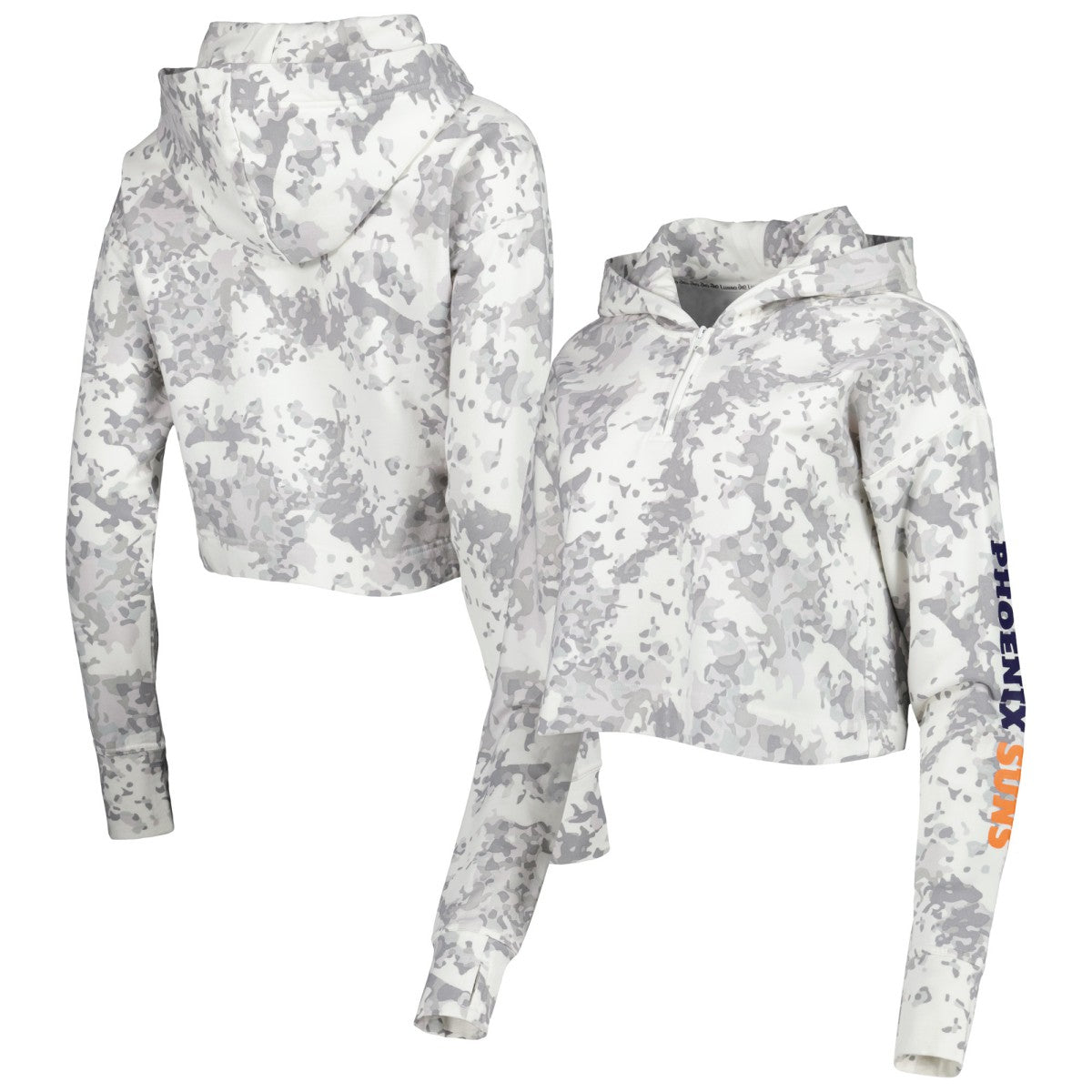Phoenix Suns Lusso Women's Maia Tri-Blend Cropped Quarter-Zip Top Gray/White