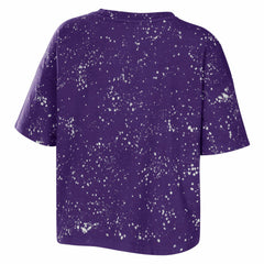 Los Angeles Lakers WEAR by Erin Andrews Women's Bleach Splatter Notch Neck T-Shirt Purple