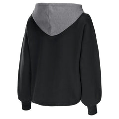 Brooklyn Nets WEAR by Erin Andrews Women's Pieced Quarter-Zip Hoodie Jacket Black