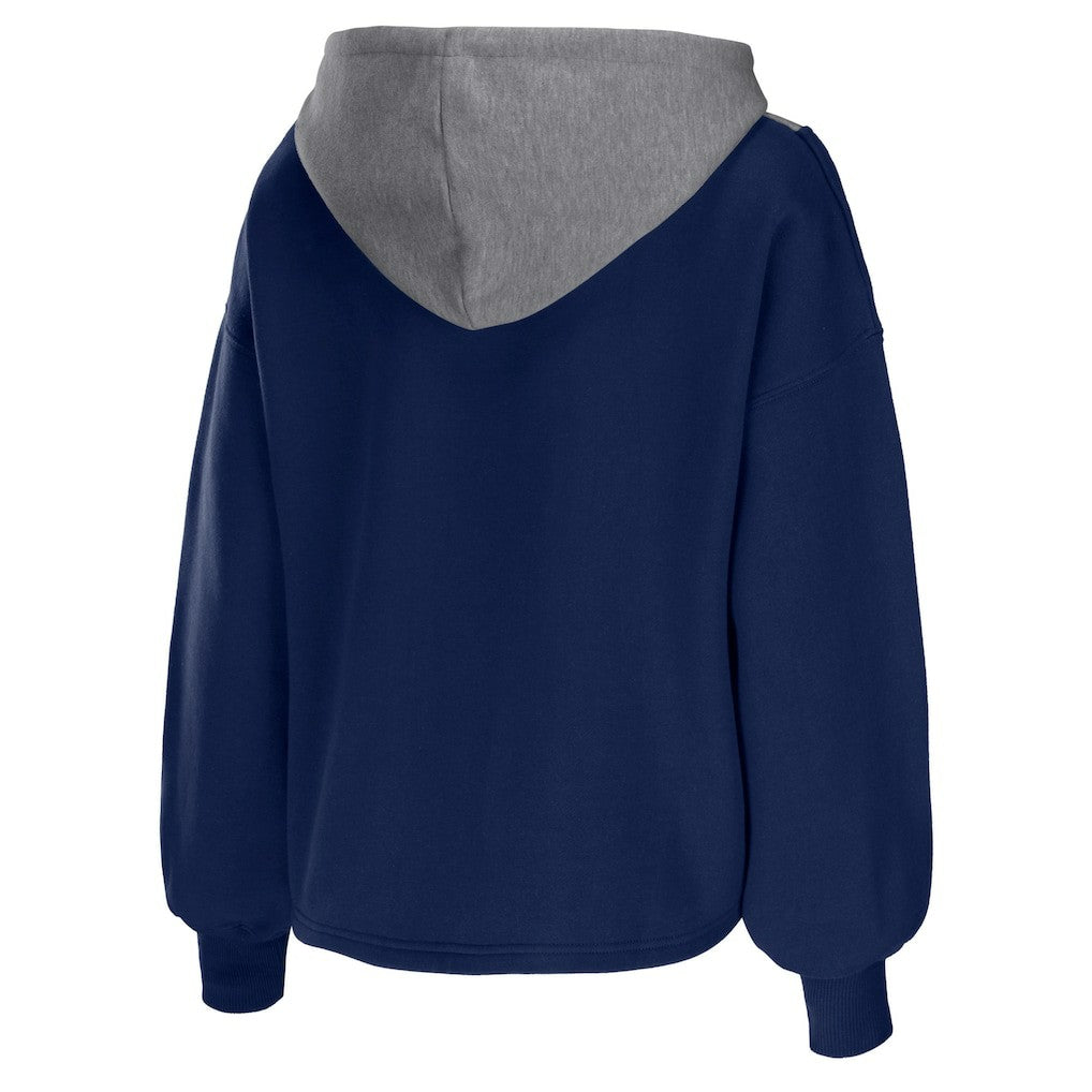 Dallas Mavericks WEAR by Erin Andrews Women's Pieced Quarter-Zip Hoodie Jacket Navy