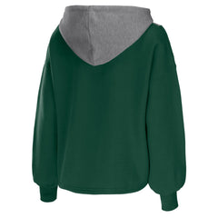 Milwaukee Bucks WEAR by Erin Andrews Women's Pieced Quarter-Zip Hoodie Jacket Hunter Green