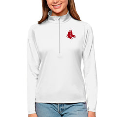 Boston Red Sox Antigua Women's Tribute Quarter-Zip Pullover Top - White Pullover