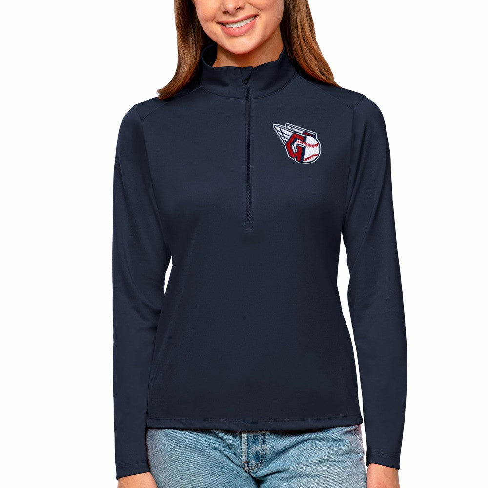 Cleveland Guardians Antigua Women's Tribute Quarter-Zip Pullover Top - Navy Pullover