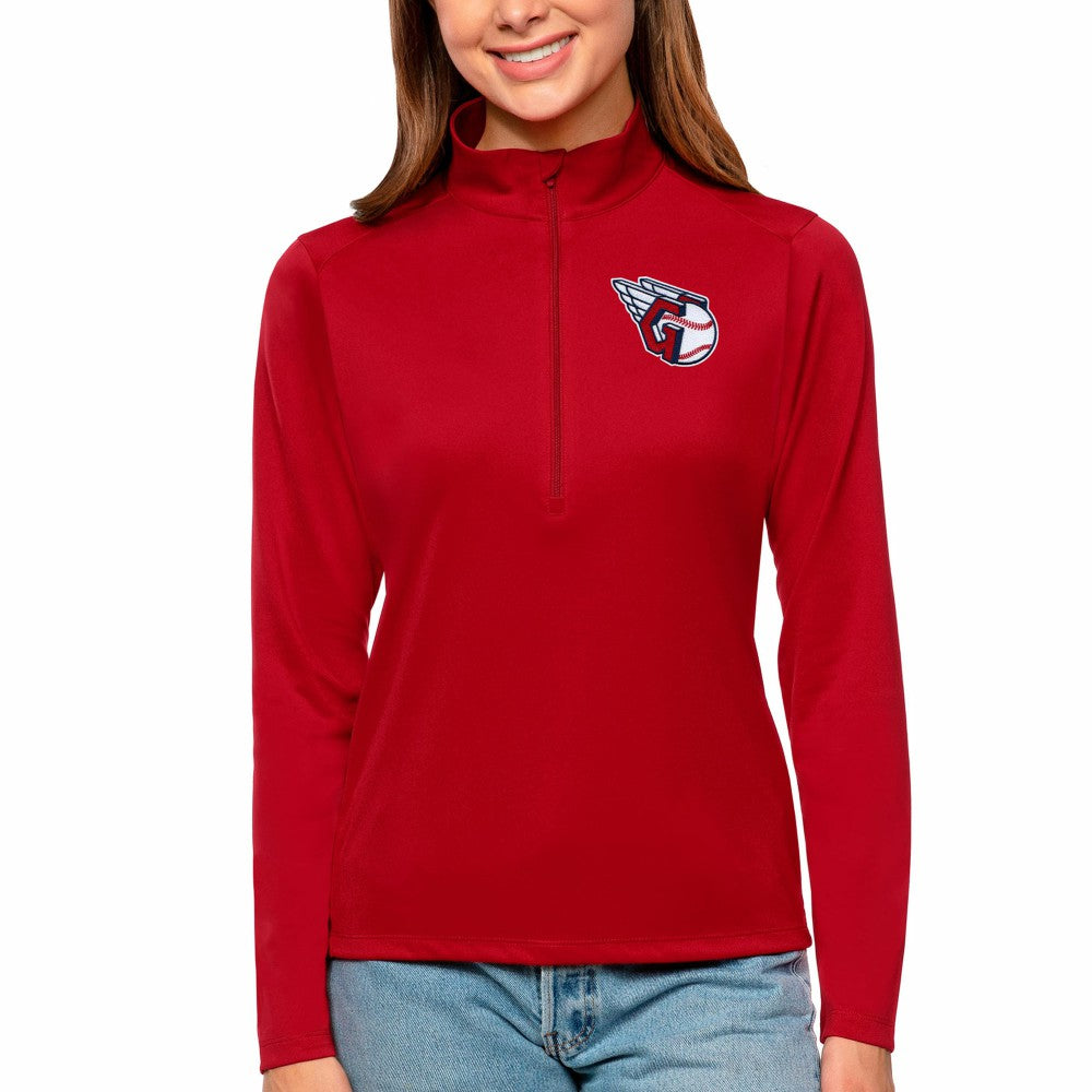 Cleveland Guardians Antigua Women's Tribute Quarter-Zip Pullover Top - Red Pullover