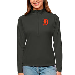Detroit Tigers Antigua Women's Tribute Quarter-Zip Pullover Top - Charcoal Pullover