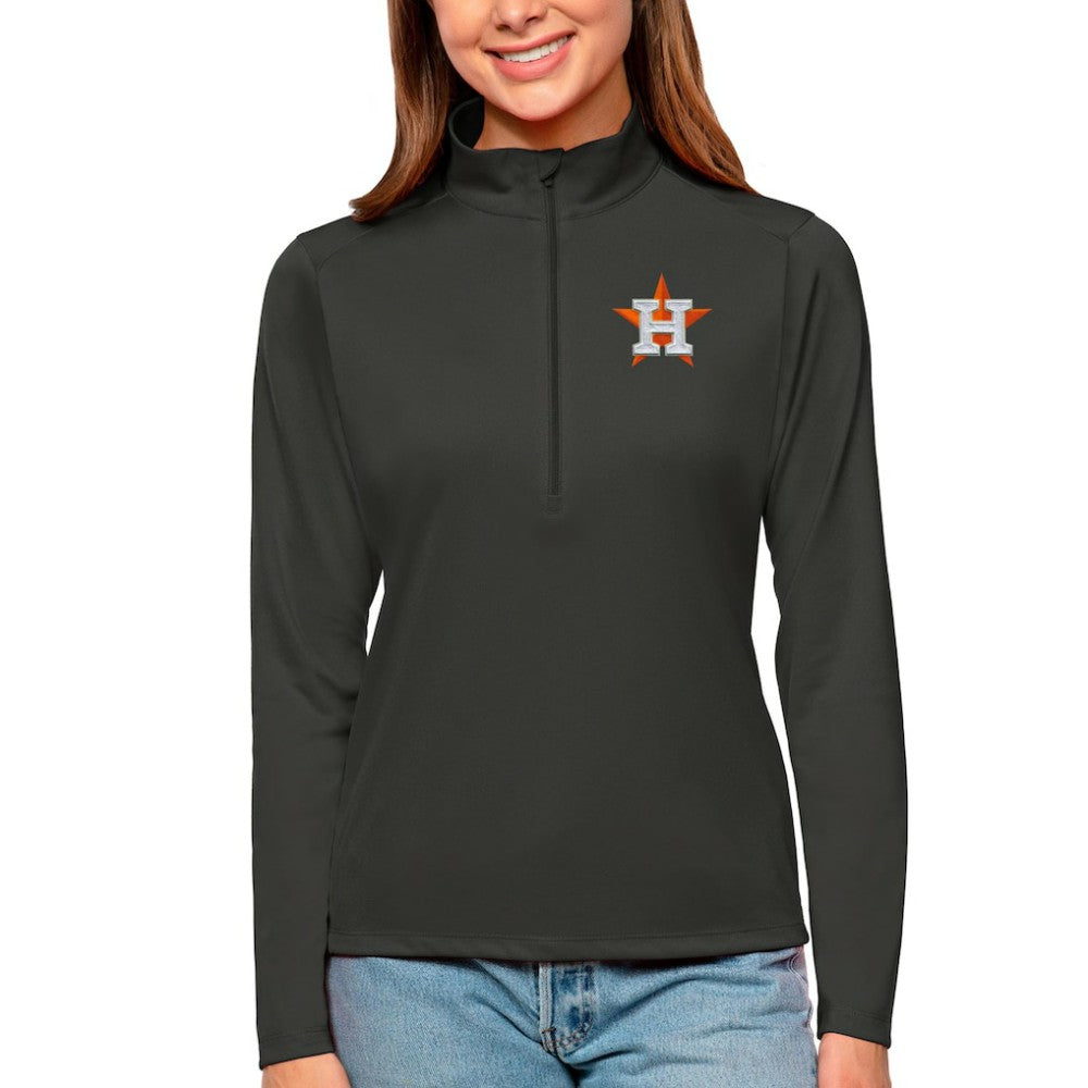 Houston Astros Antigua Women's Tribute Quarter-Zip Pullover Top - Charcoal Pullover