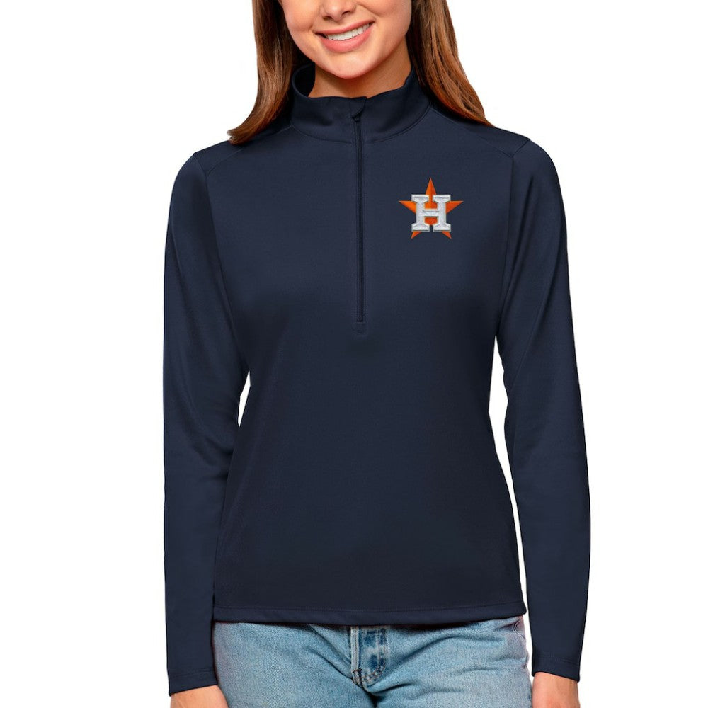 Houston Astros Antigua Women's Tribute Quarter-Zip Pullover Top - Navy Pullover