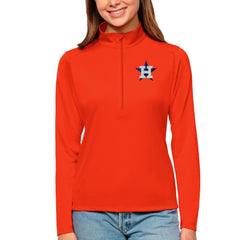 Houston Astros Antigua Women's Tribute Quarter-Zip Pullover Top - Orange Pullover