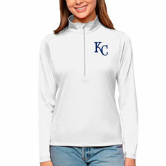 Kansas City Royals Antigua Women's Tribute Quarter-Zip Pullover Top - White Pullover