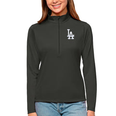 Los Angeles Dodgers Antigua Women's Tribute Quarter-Zip Pullover Top - Charcoal Pullover