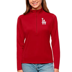 Los Angeles Dodgers Antigua Women's Tribute Quarter-Zip Pullover Top - Red Pullover