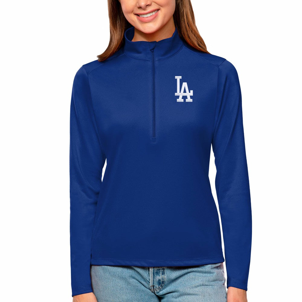 Los Angeles Dodgers Antigua Women's Tribute Quarter-Zip Pullover Top - Royal Pullover