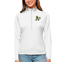 Athletics Antigua Women's Tribute Quarter-Zip Pullover Top - White Pullover