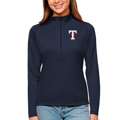Texas Rangers Antigua Women's Tribute Quarter-Zip Pullover Top - Navy Pullover