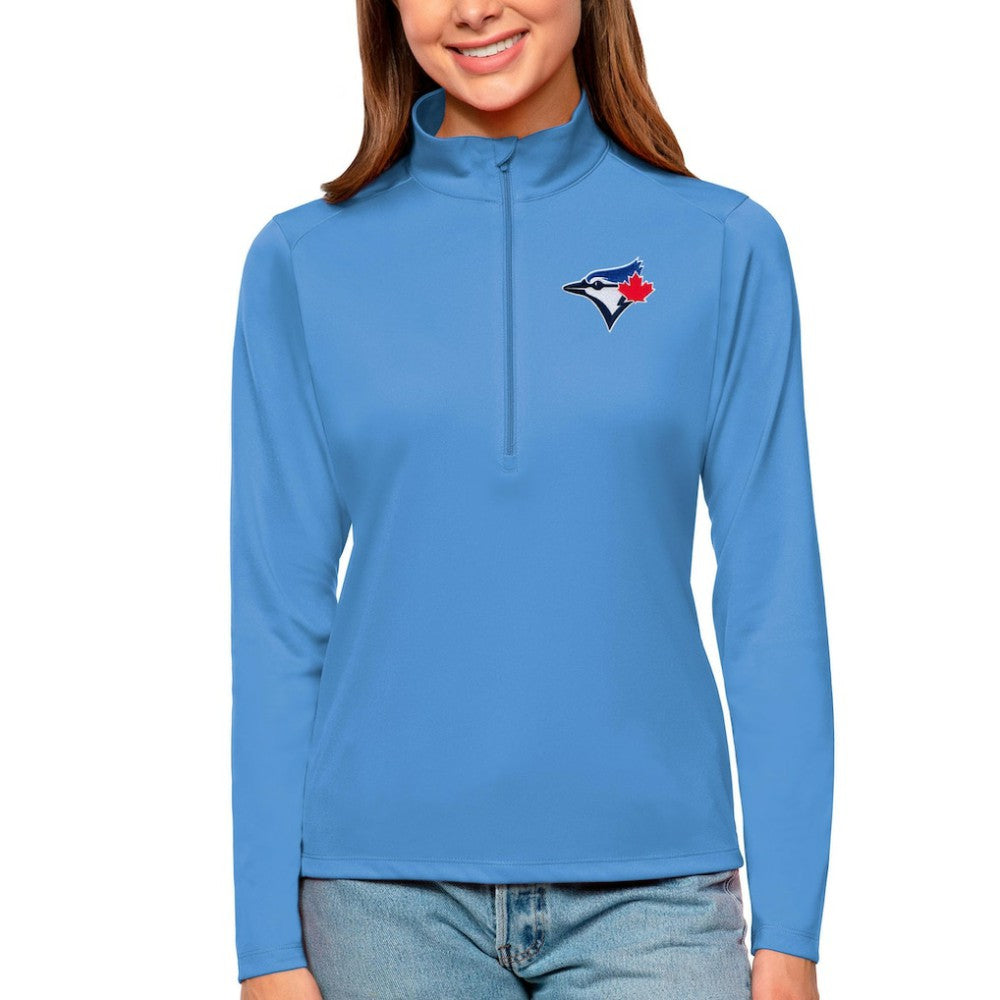 Toronto Blue Jays Antigua Women's Tribute Quarter-Zip Pullover Top - Powder Blue Pullover