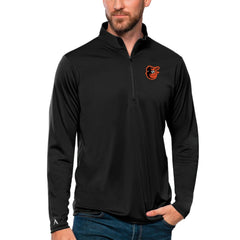 Baltimore Orioles Antigua Tribute Quarter-Zip Pullover Top - Black Pullover