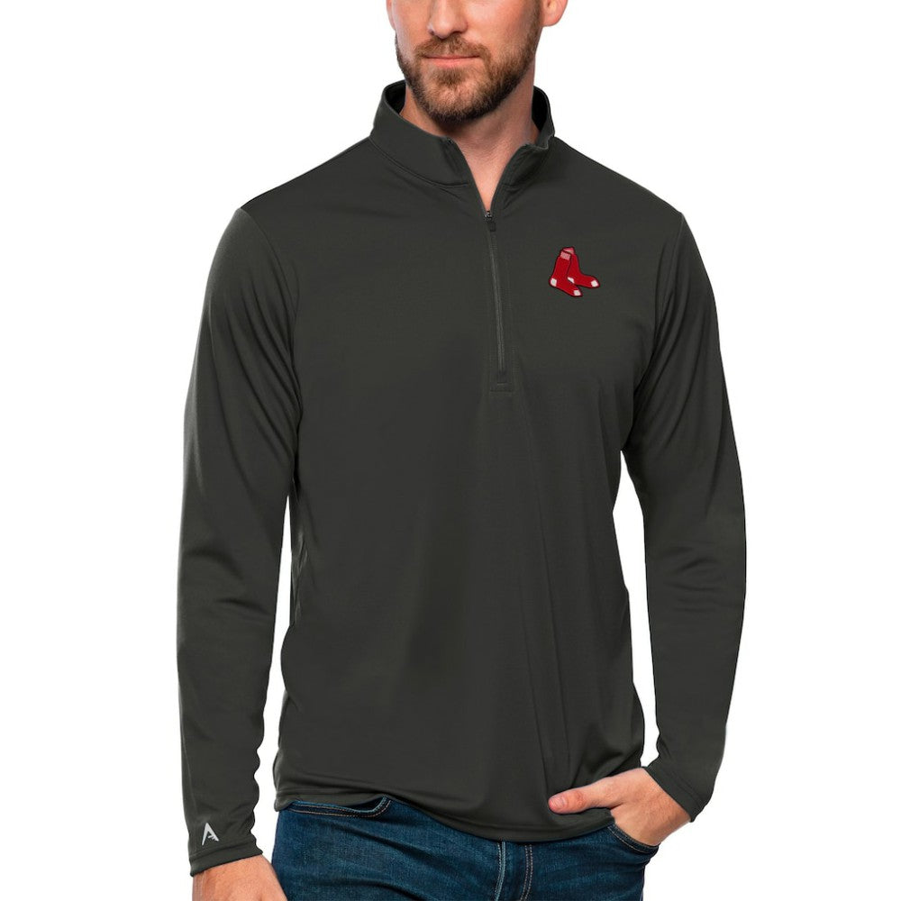 Boston Red Sox Antigua Tribute Quarter-Zip Pullover Top - Charcoal Pullover
