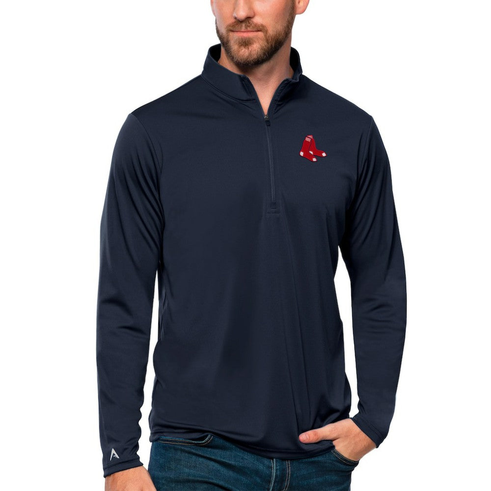 Boston Red Sox Antigua Tribute Quarter-Zip Pullover Top - Navy Pullover