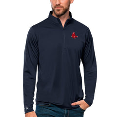 Boston Red Sox Antigua Tribute Quarter-Zip Pullover Top - Navy Pullover