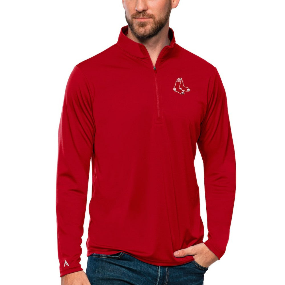 Boston Red Sox Antigua Tribute Quarter-Zip Pullover Top - Red Pullover