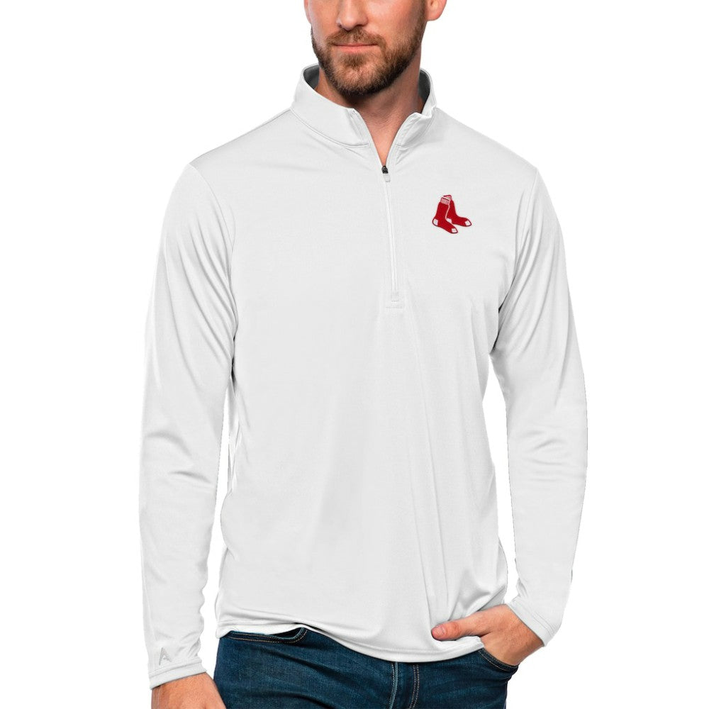 Boston Red Sox Antigua Tribute Quarter-Zip Pullover Top - White Pullover