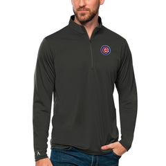 Chicago Cubs Antigua Tribute Quarter-Zip Pullover Top - Charcoal Pullover