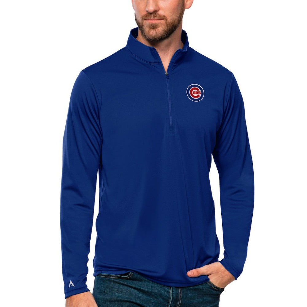 Chicago Cubs Antigua Tribute Quarter-Zip Pullover Top - Royal Pullover