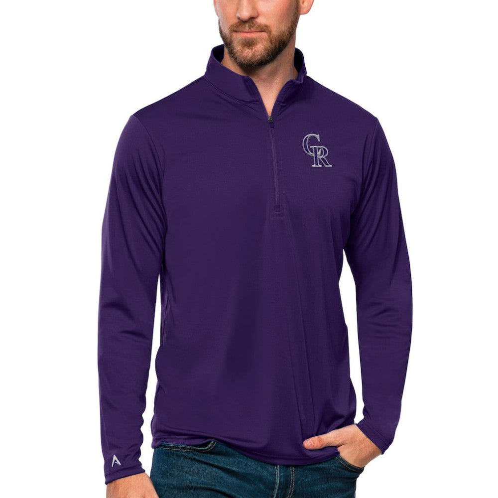 Colorado Rockies Antigua Tribute Quarter-Zip Pullover Top - Purple Pullover
