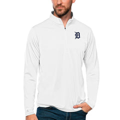 Detroit Tigers Antigua Tribute Quarter-Zip Pullover Top - White Pullover