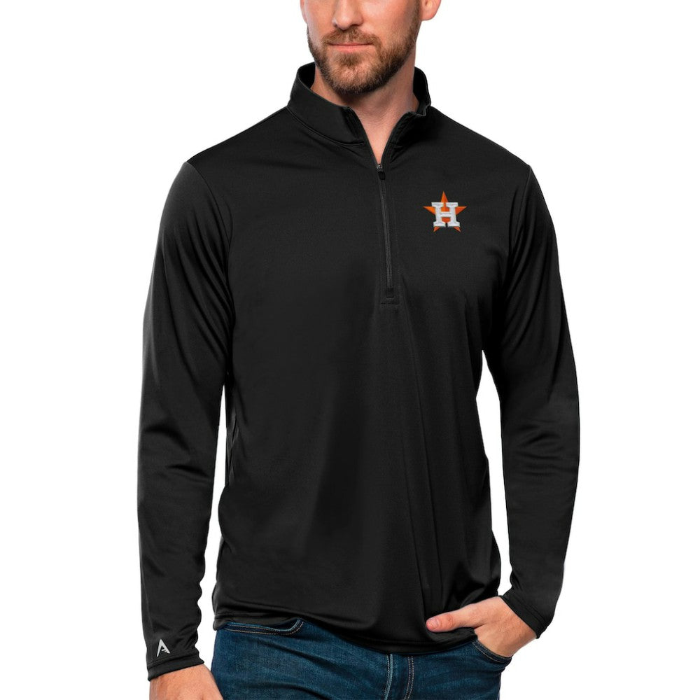 Houston Astros Antigua Tribute Quarter-Zip Pullover Top - Black Pullover