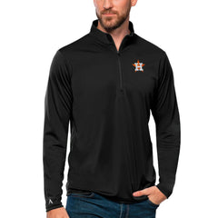 Houston Astros Antigua Tribute Quarter-Zip Pullover Top - Black Pullover